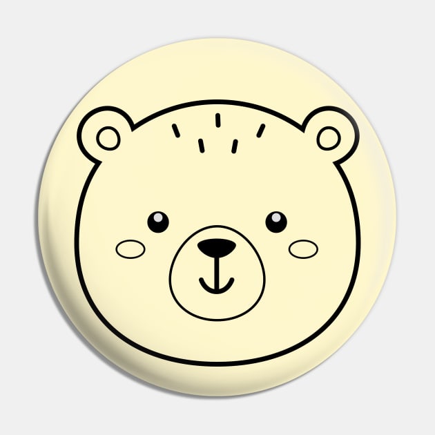 Cute Bear for Kids Men and Women - Bear Head Pin by samshirts