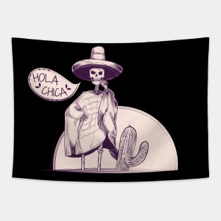 Hola chica - mexican skeleton Tapestry