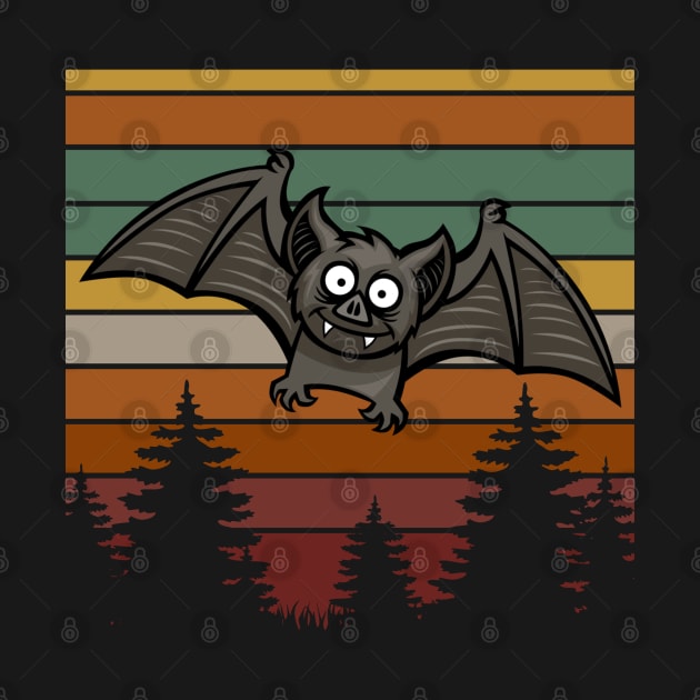 Bat Vintage Sunset Retro Halloween Design by Up 4 Tee