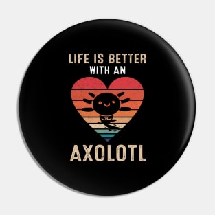 Life Is Better With An Axolotl Cute Axolotls Lover Pin