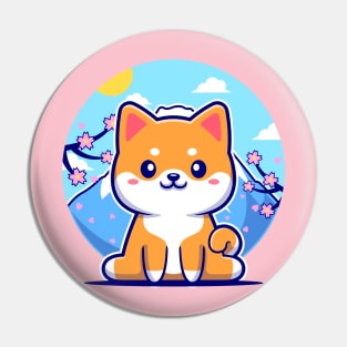 Happy Shiba Inu Dog In Japan Cartoon Pin