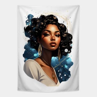 Black Woman stellar retro vintage splash art design Tapestry