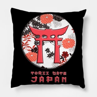 Torii Traditional Japanese Gate Japanese Flag Japan Symbol Floral Pattern Chrysanthemum Cherry Blossom 57 Pillow