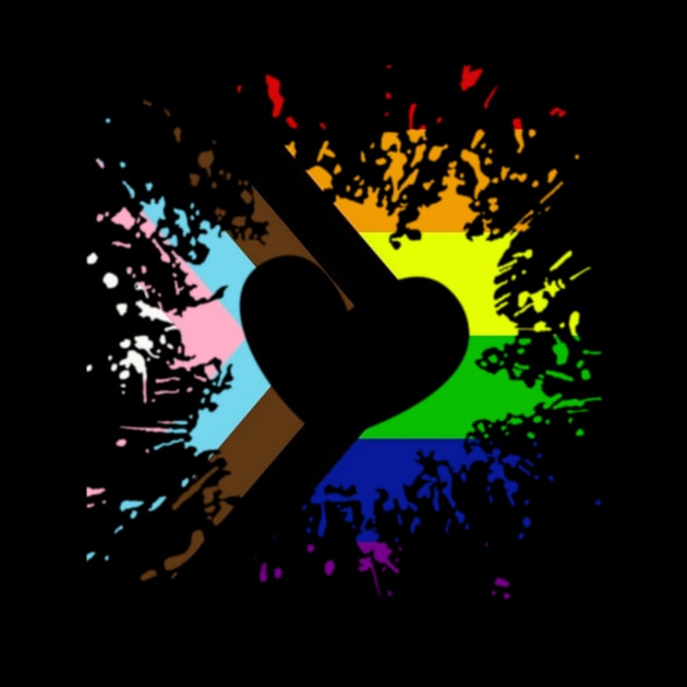 Pride Progress Flag Rainbow Flag Heart For Inclusivity by PowderShot