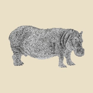 Dotwork Hippo Art Print T-Shirt