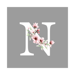 Letter N Monogram With Cherry Blossoms T-Shirt