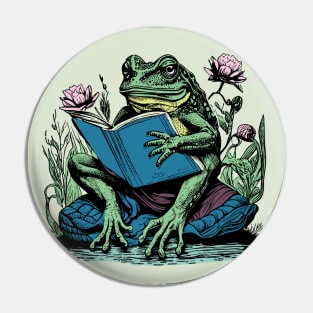 Cottagecore Frog With Book Pin