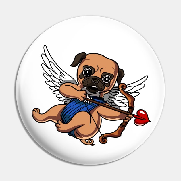 Pug Dog Cupid Pin by underheaven