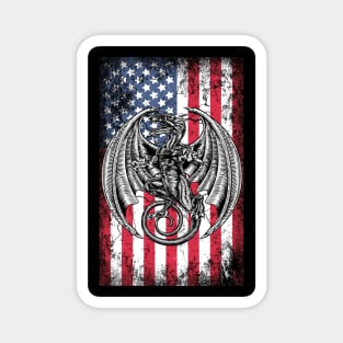 Patriotic Dragon American Flag Magnet