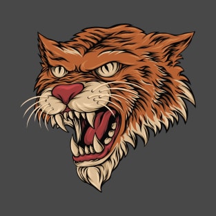 Tiger angry attack vintage retro illustration T-Shirt