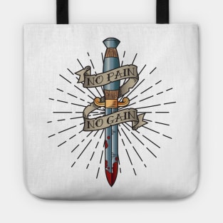 No pain no gain tattoo Tote