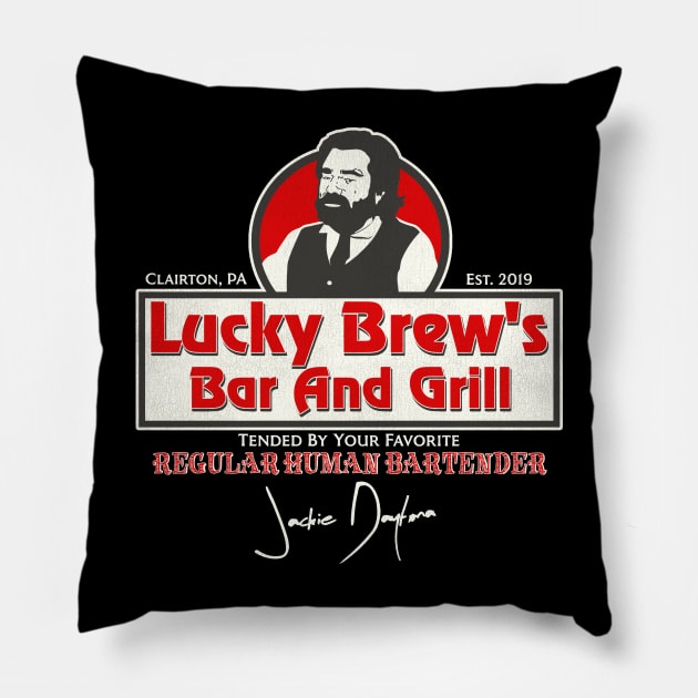 Lucky Brew's Bar and Grill - WWDITS Pillow by darklordpug