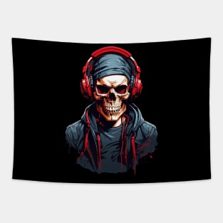 Cool Skeleton-Skull Headphones Tapestry