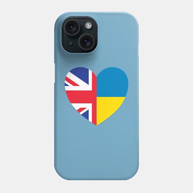 UK Supports Ukraine, UK Stands With Ukraine, Heart With Combined Flags Phone Case by Coralgb