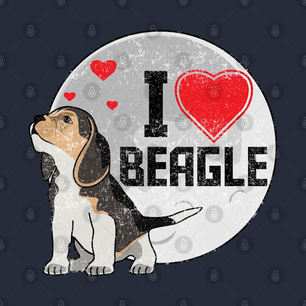 I Love Beagle Dog Night Vintage Design by Suryaraj