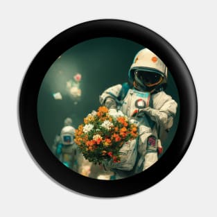 astronaut holding a bunch of flowers Pin