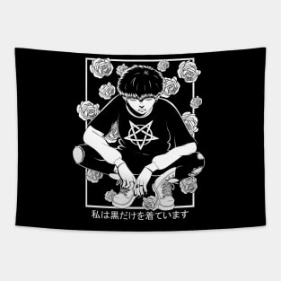 Goth Anime Boy Gothic Japanese Vaporware Aesthetic Tapestry