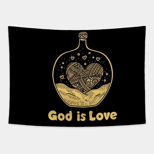 God is love. Doodle illustration. Tapestry by Reformer