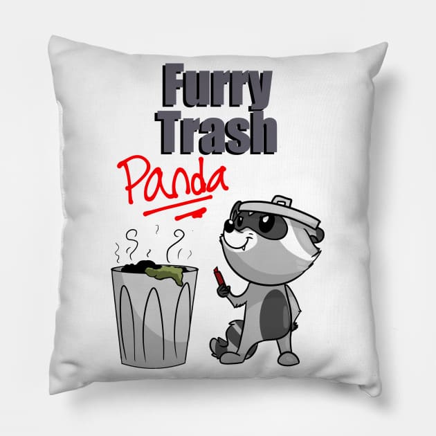 Furry Trash (Panda) Pillow by LBRCloud