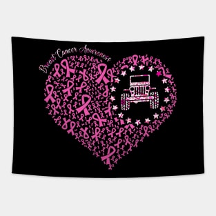 Breast cancer awareness jeeps heart Tapestry