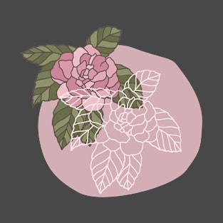 Dusty Pink Rose line art T-Shirt