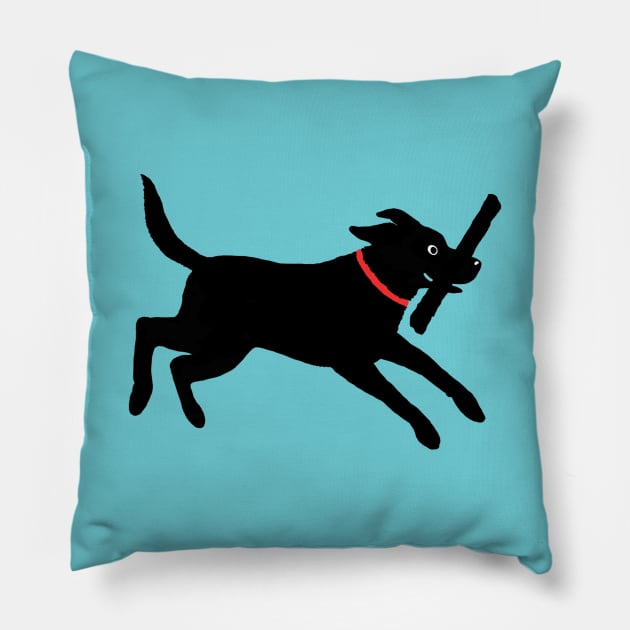 Happy Lab | Black Labrador Retriever Pillow by Coffee Squirrel