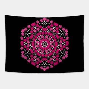 Pink & White Flower Mandala Art Tapestry