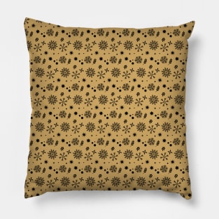 Golden Black Christmas Pattern Pillow