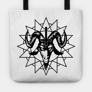 Satanic Goat Head with Chaos Star (black) Tote