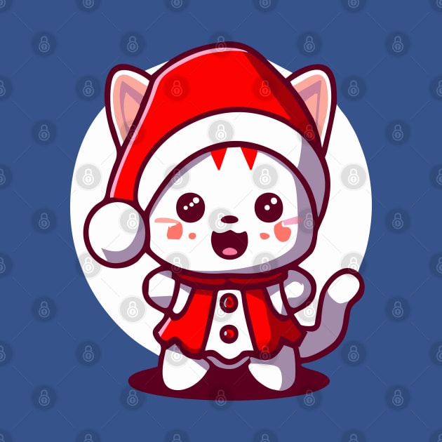 Cute Cat Wearing Santa Suit by Mr.FansArt