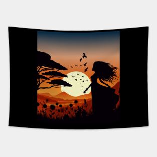 twilight woman silhouette Tapestry