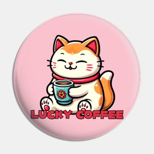 Maneki Neko Coffe cat Pin