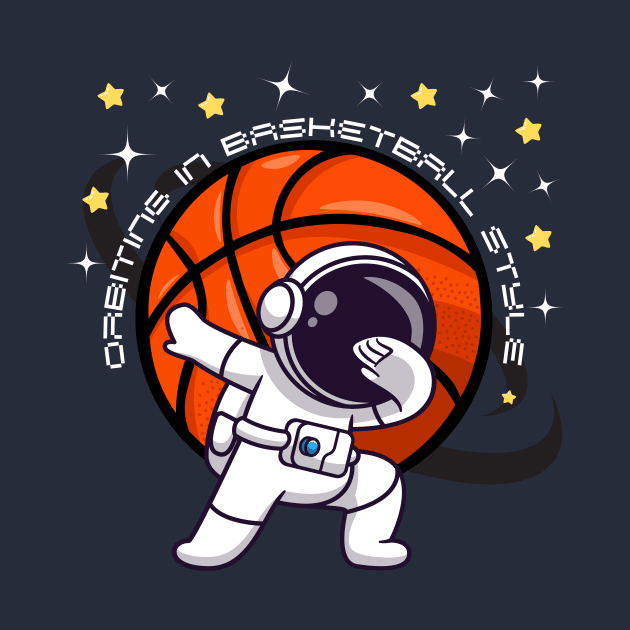 Funny Basketball Dabbing Astronaut Art Design by mieeewoArt