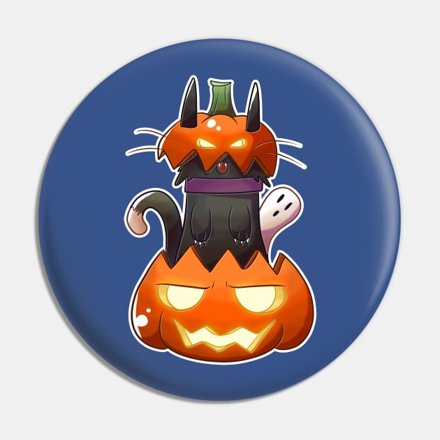 Jack O' Lantern Cat Pin by saradaboru