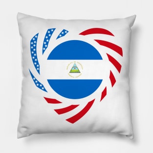 Nicaraguan American Multinational Patriot Flag  (Heart) Pillow