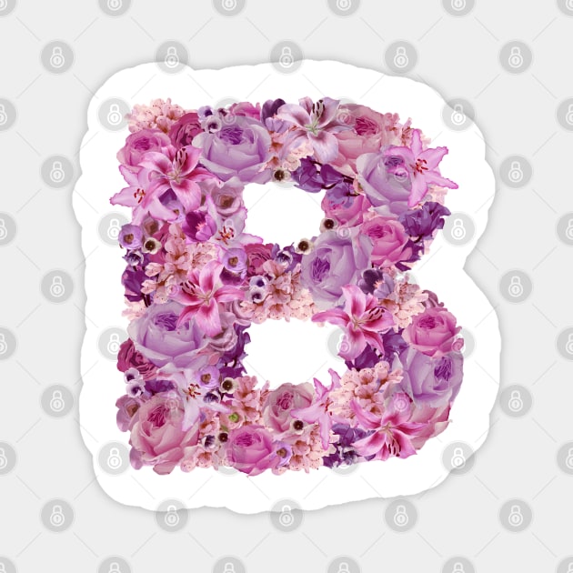 Pink Floral Letter B Magnet by HayleyLaurenDesign