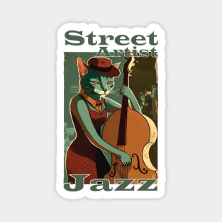 Street artist Cat Jazz Magnet