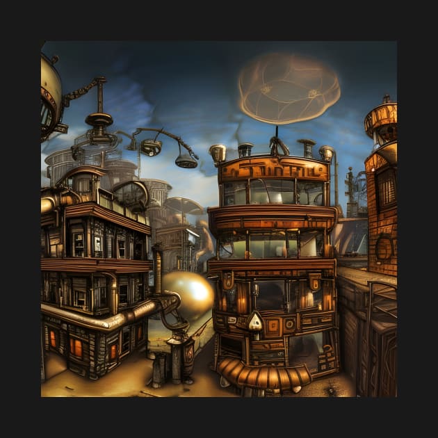 Steampunk city by Roguex