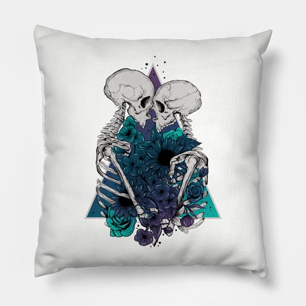 Skeleton lovers Pillow by Jess Adams