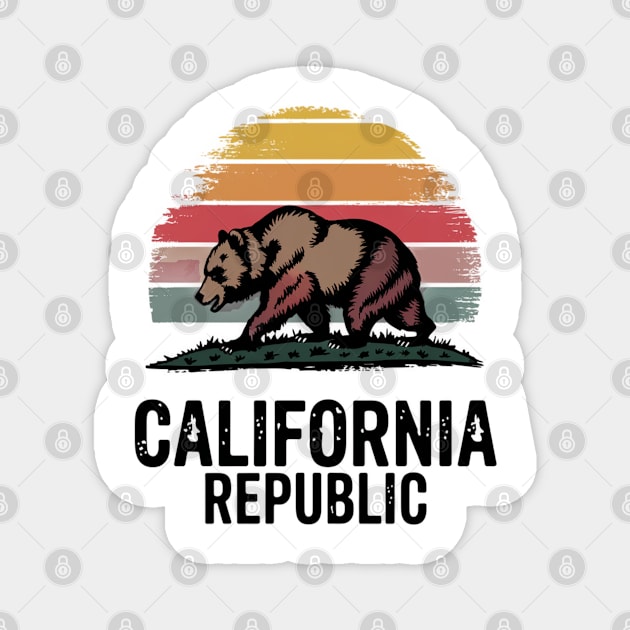 California Republic Pride, Iconic Grizzly Bear and State Flag Inspired Magnet by Pixel Threads 
