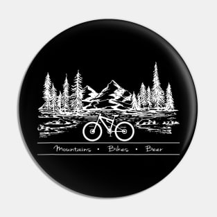 Mountain Bike MTB Shirt Mountains Bikes and Beer Pin