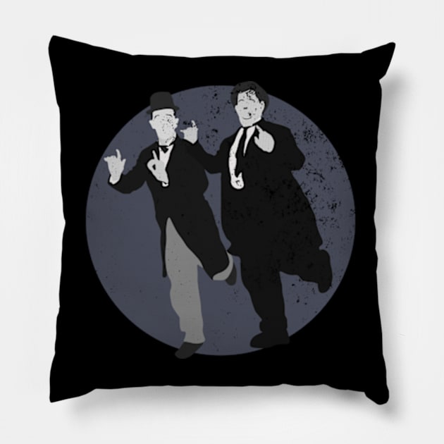 Grunge Urban Laurel and Hardy - Grey Pillow by Gallery XXII