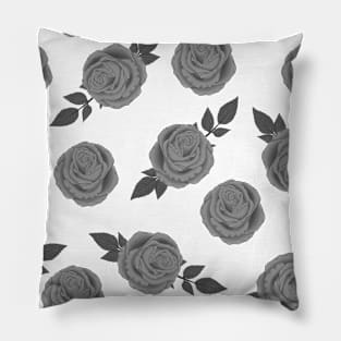 Black and White Rose Pattern Pillow