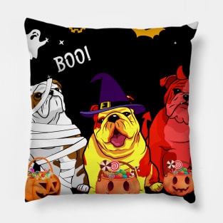 Trick Or Treat Bulldog Dog Halloween Gift Pillow