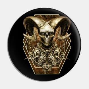 ORNAMENTAL SKULL HORN EVIL Pin