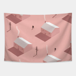 Lovely Pink Houses Tapestry