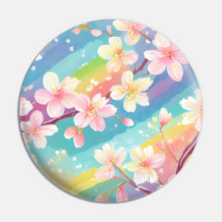 Abstract Pastel Rainbow Cherry Blossoms Pin