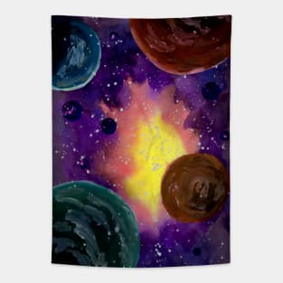 Colorful Space and Planets Tapestry