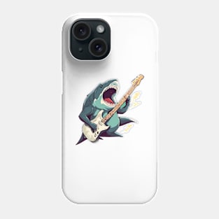 A funky megalodon  playing an electric guitar Phone Case