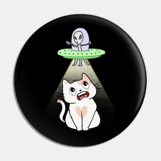 Funny white cat is being abducted by aliens Pin